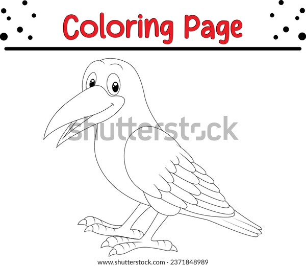 Cute smiling raven bird coloring page stock vector royalty free