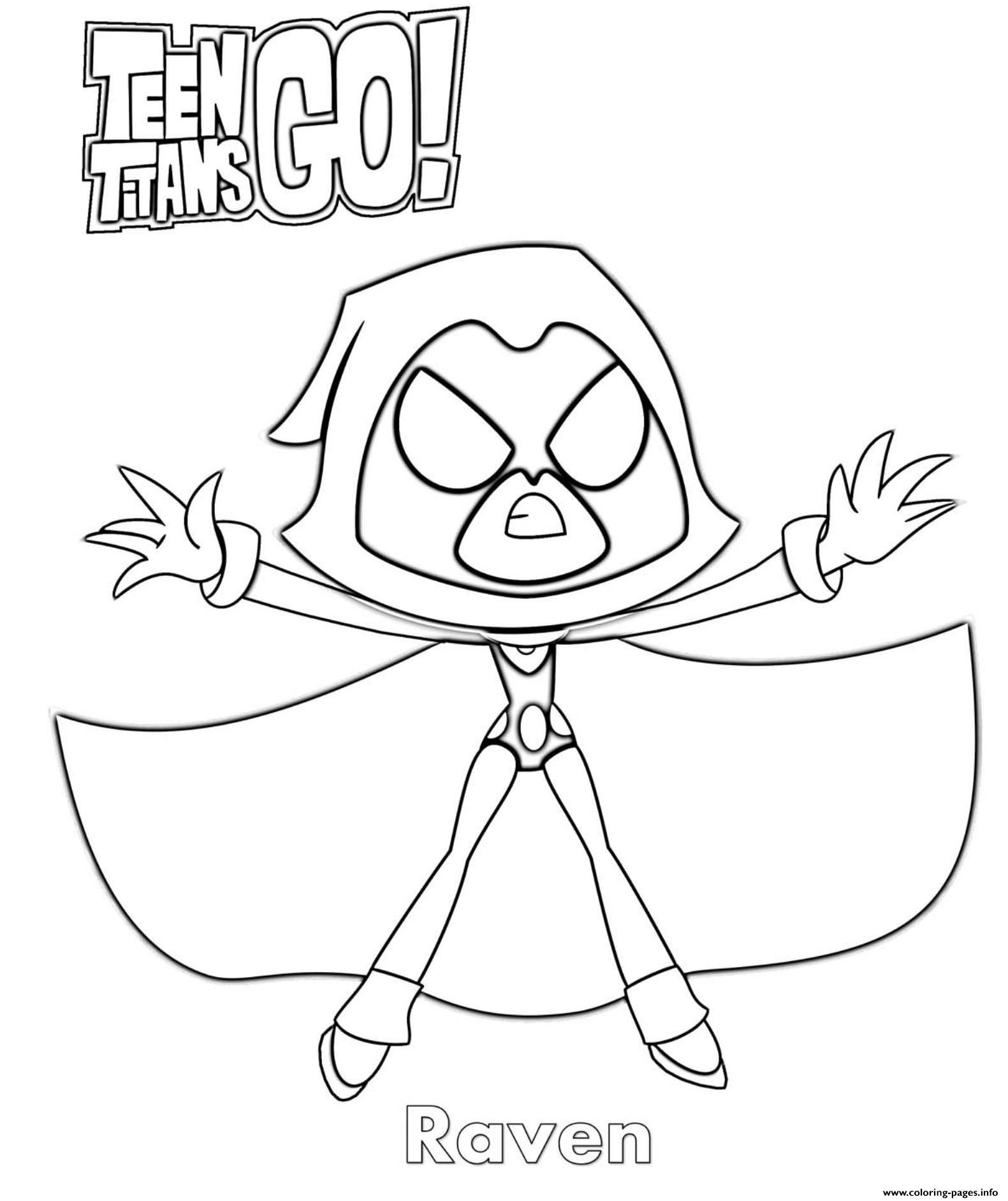 Raven teen titans go cartoon coloring page printable