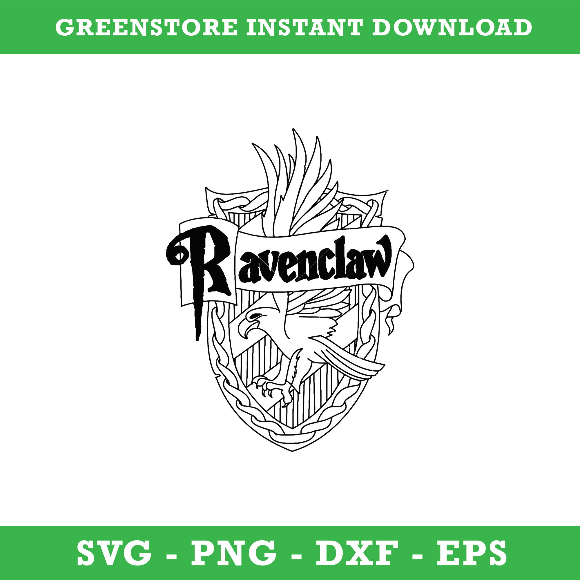 Ravenclaw crest emblem balck white svg school of magic hou