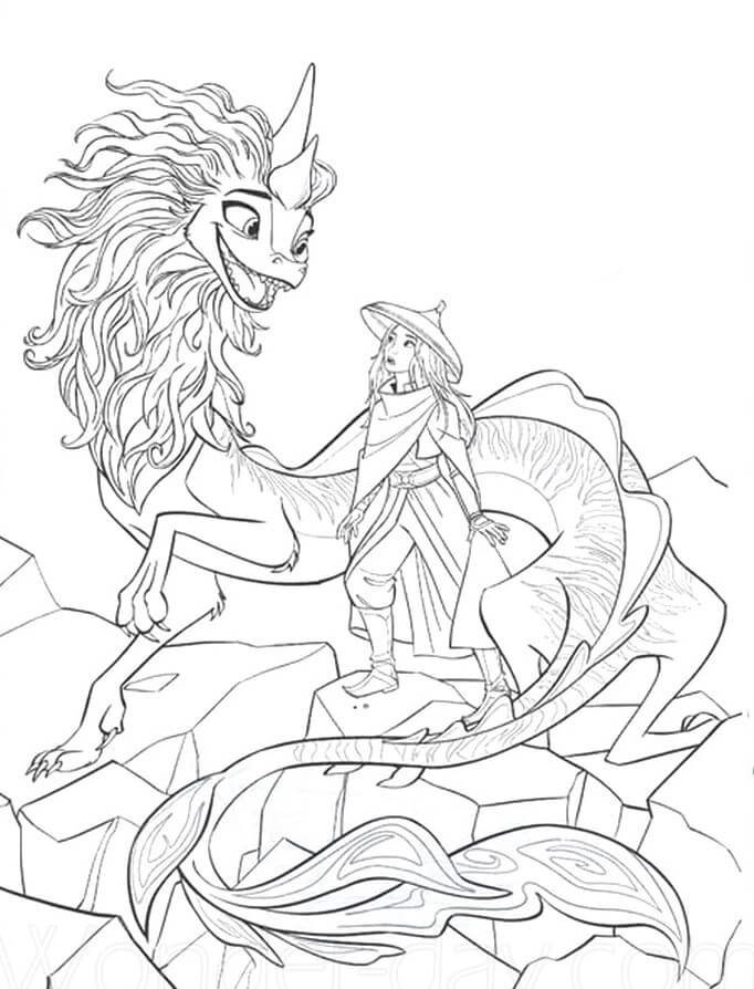 Raya and the last dragon coloring pages printable for free download