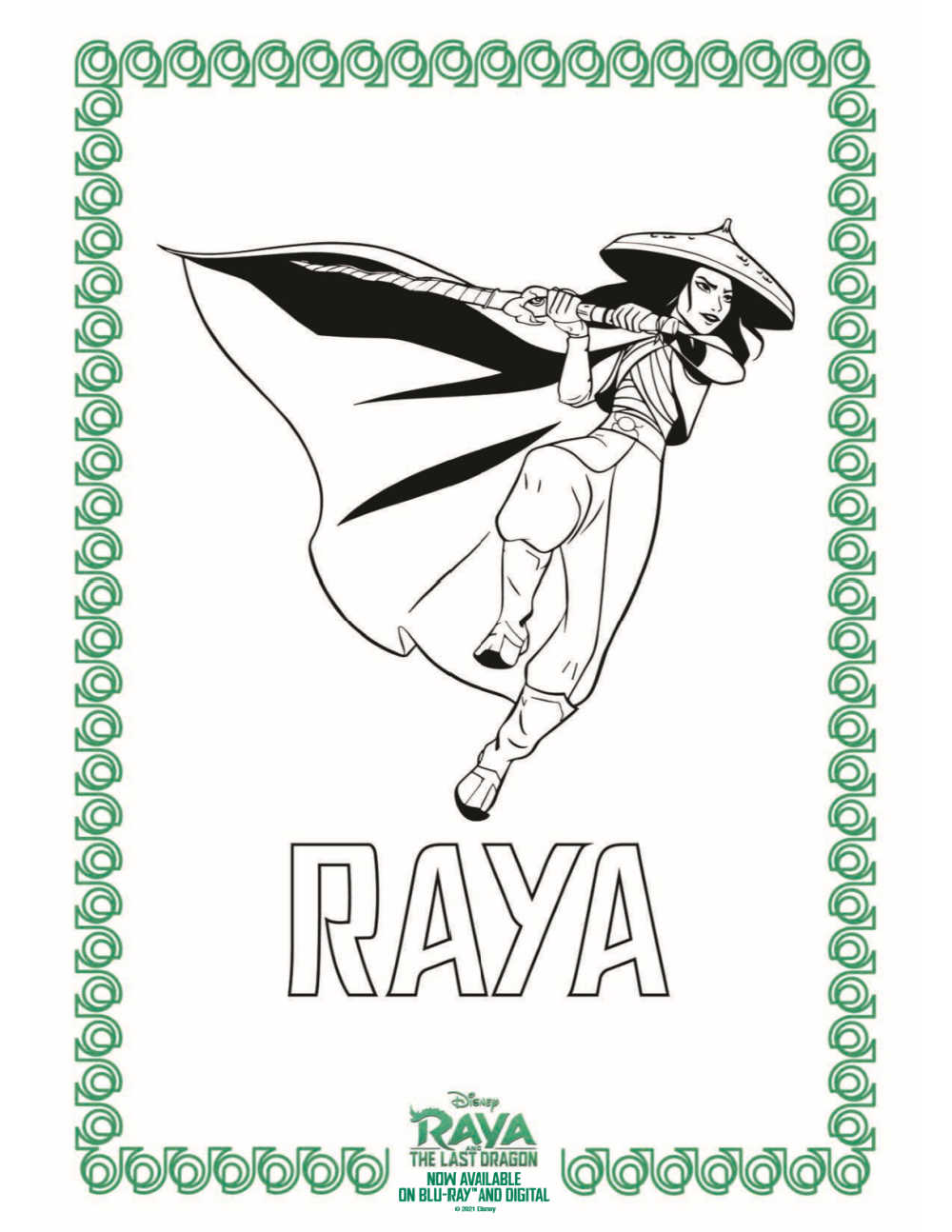 Free printable raya coloring page from disney