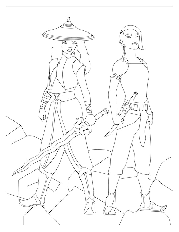 Raya and the last dragon coloring pages for kids printable raya and dragon worksheet raya and sisu pdf coloring pages for kids cartoon