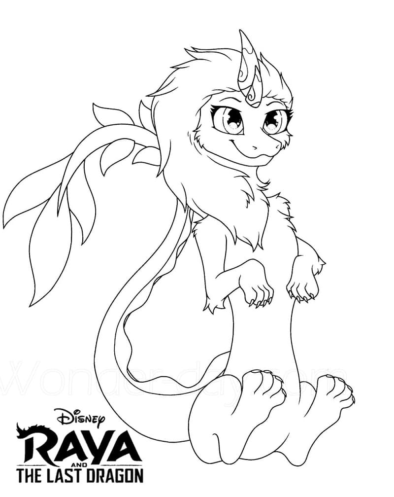 Cute sisu from raya and the last dragon coloring page