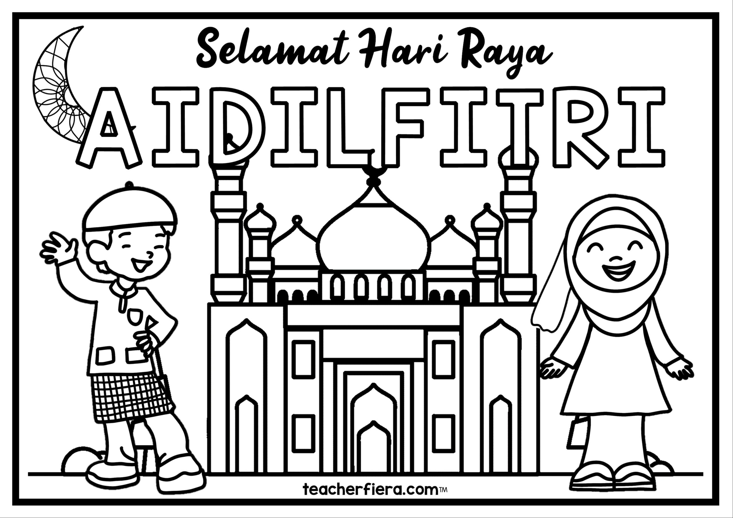 Hari raya eidulfitr colouring sheets â