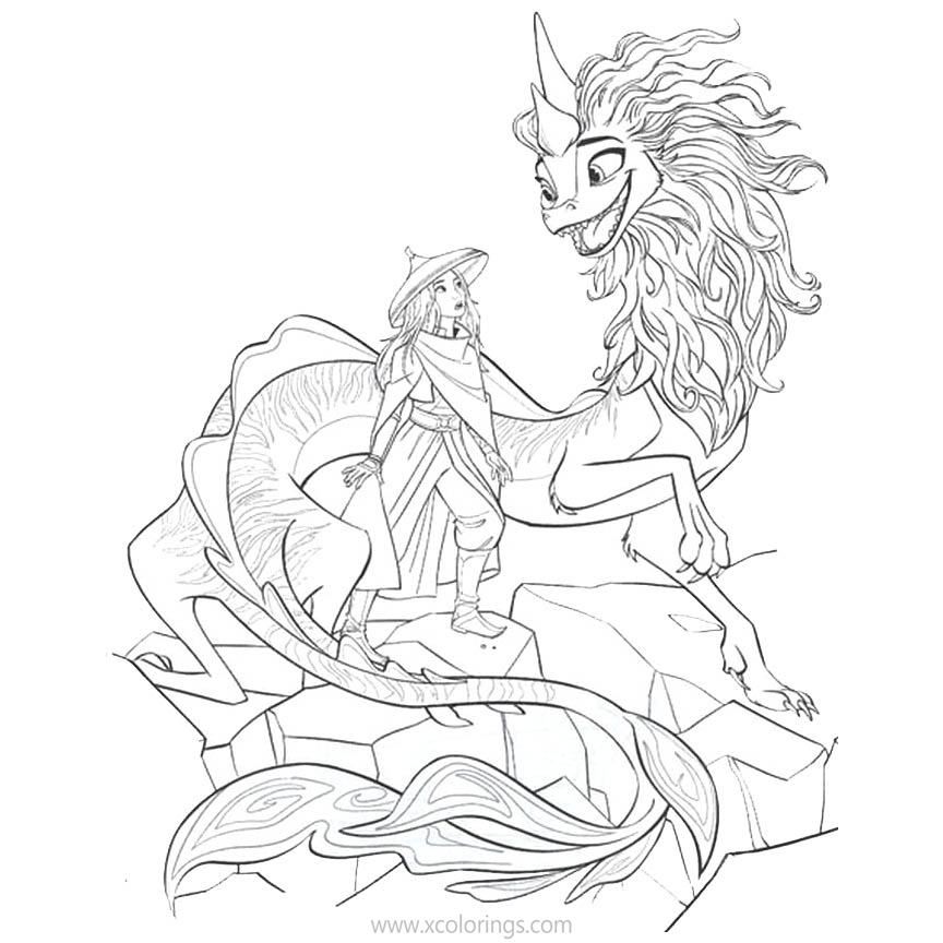 Raya and the last dragon are friends coloring pages dragon coloring page disney concept art disney art