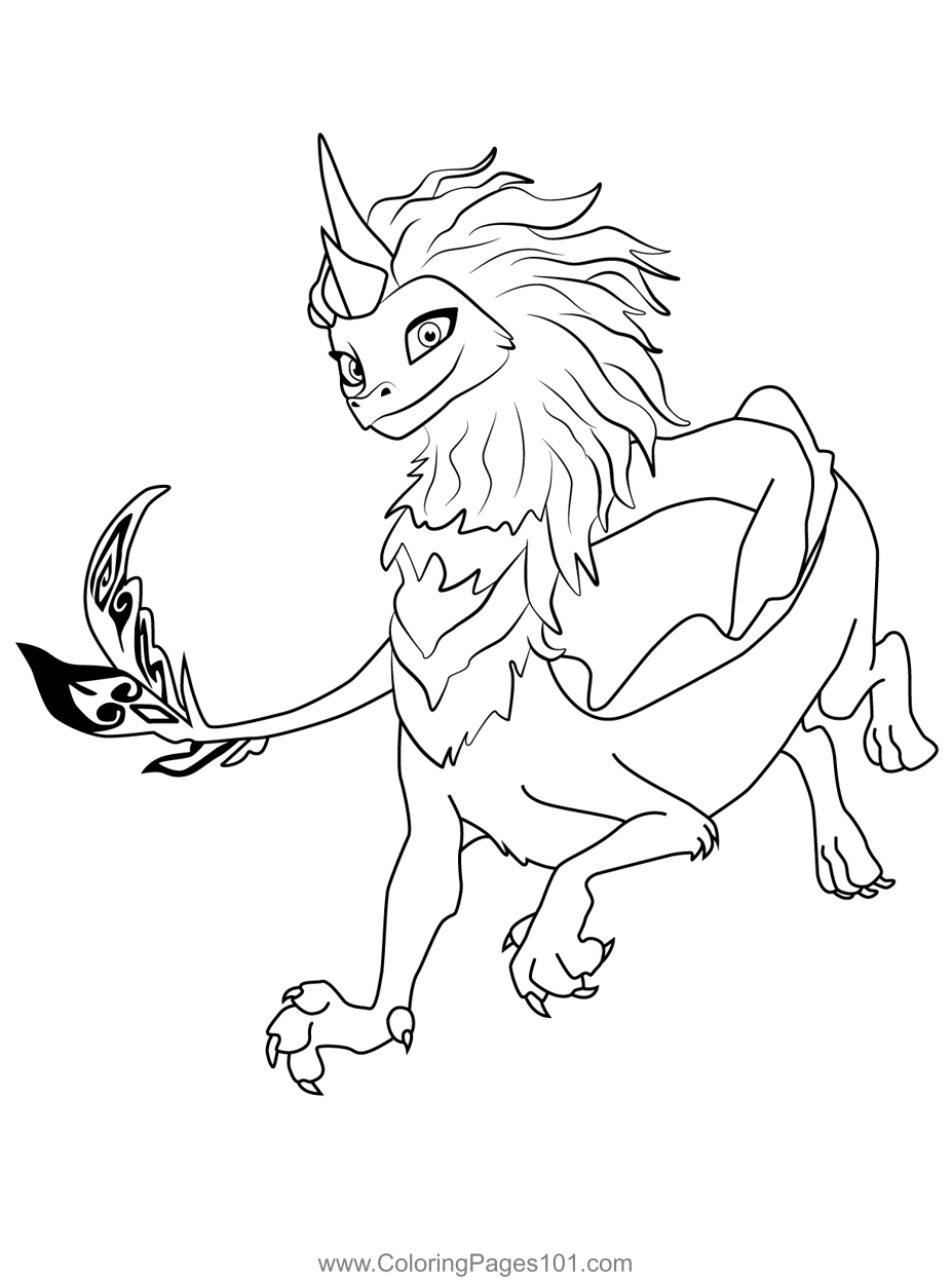 Sisu dragon raya and the last dragon coloring page for kids