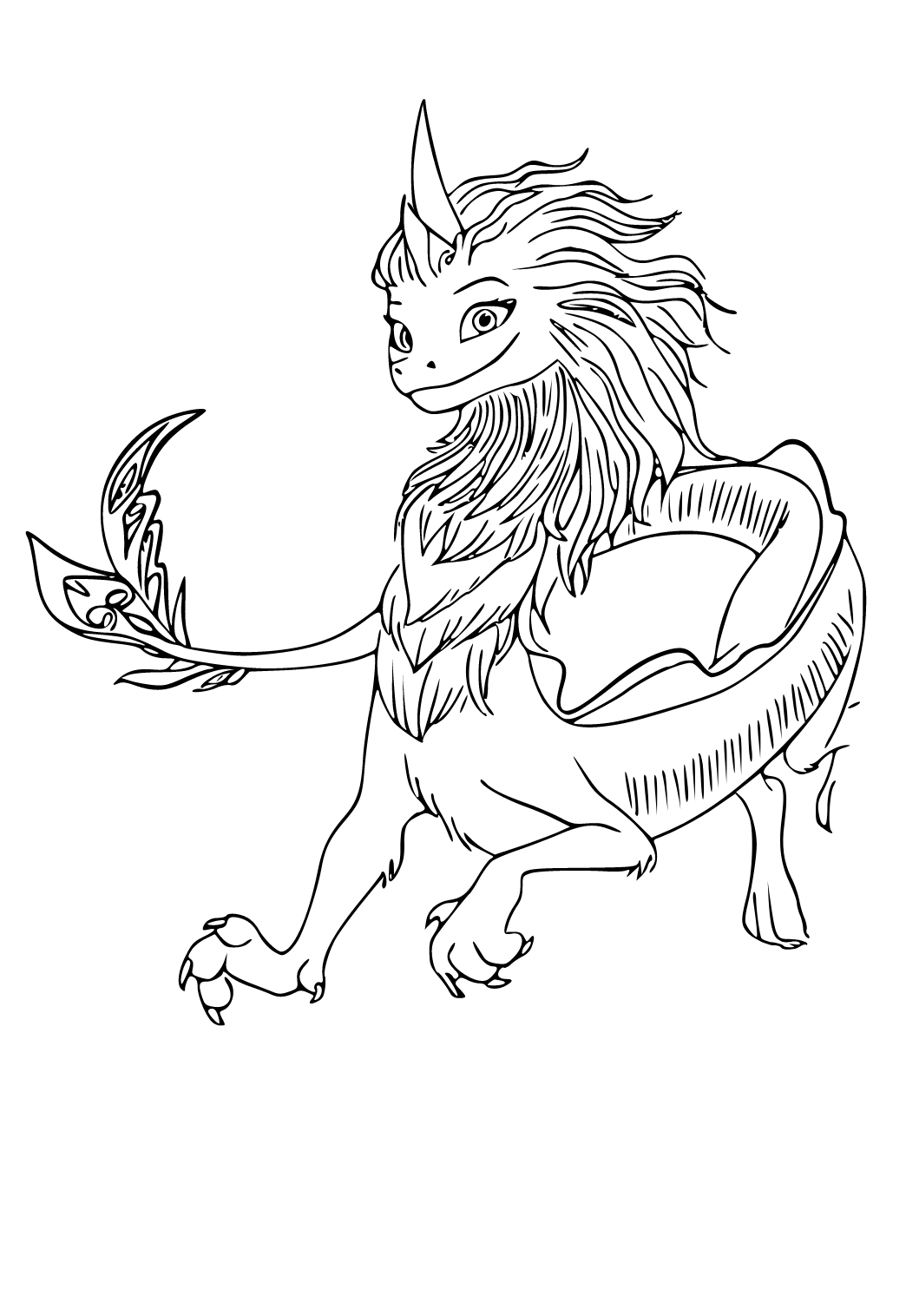 Free printable raya and the last dragon hairstyle coloring page for adults and kids