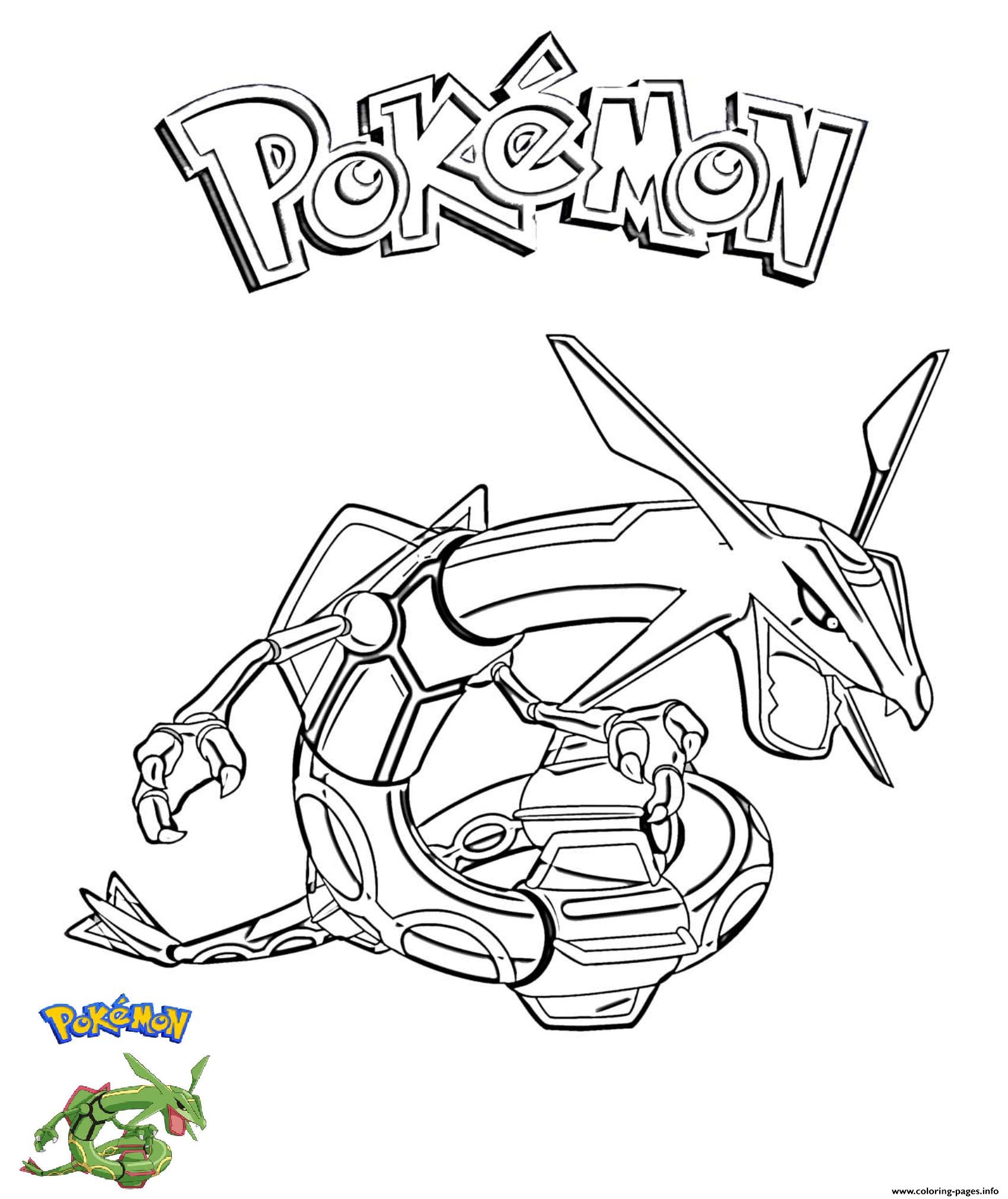 Rayquaza pokemon coloring page printable