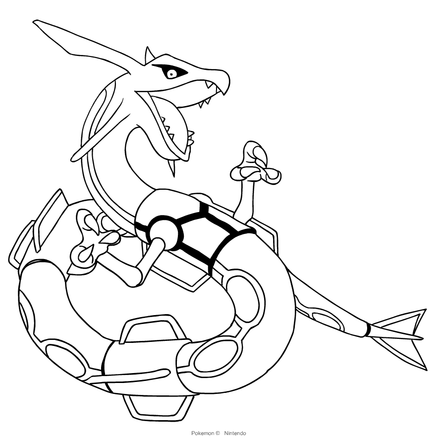 Rayquaza from the third generation of the pokãmon coloring page