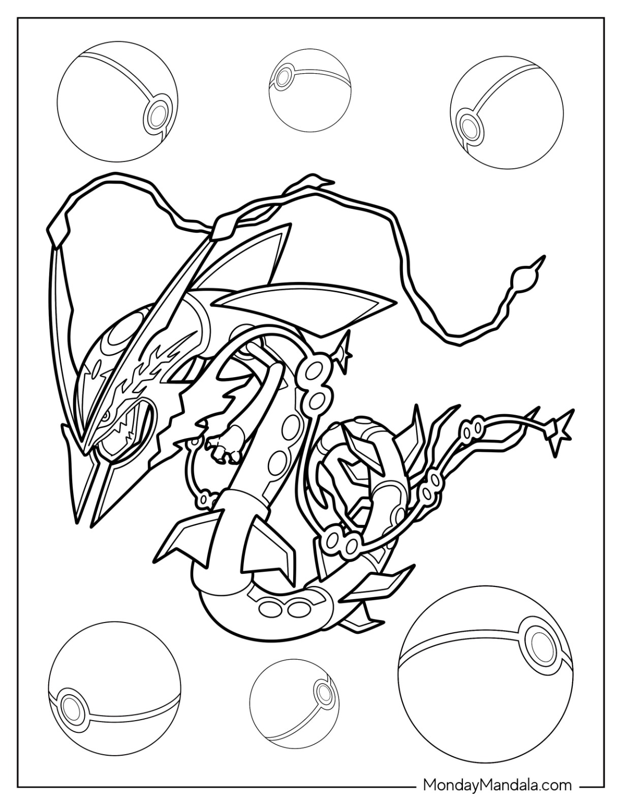 Rayquaza coloring pages free pdf printables