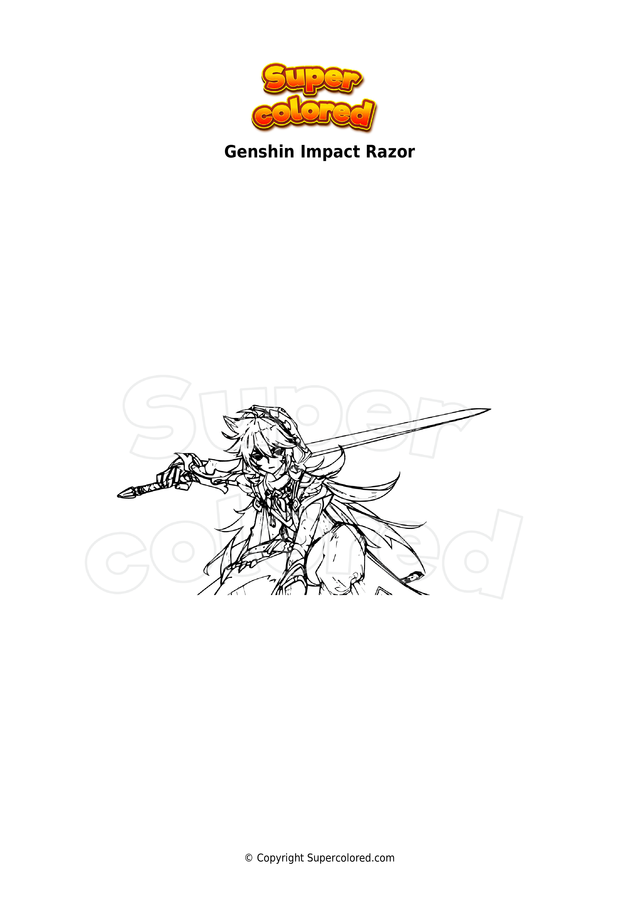 Coloring page genshin impact razor