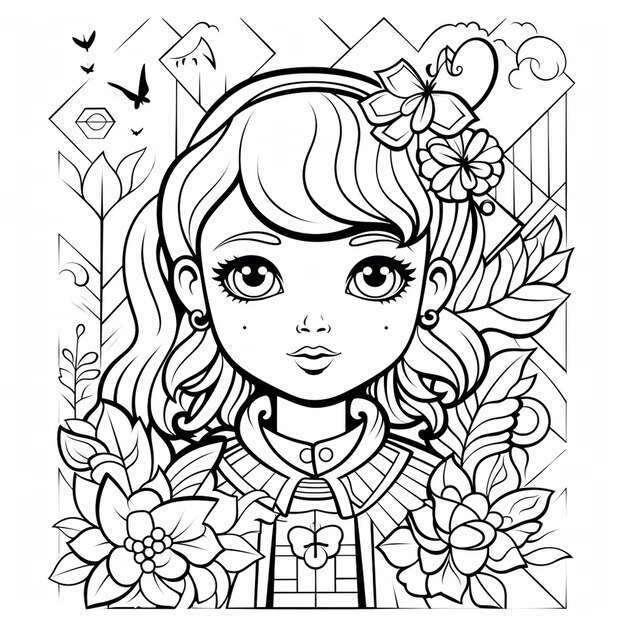 Premium ai image razor kindergarden art cute angel flat coloring book kawaii line art