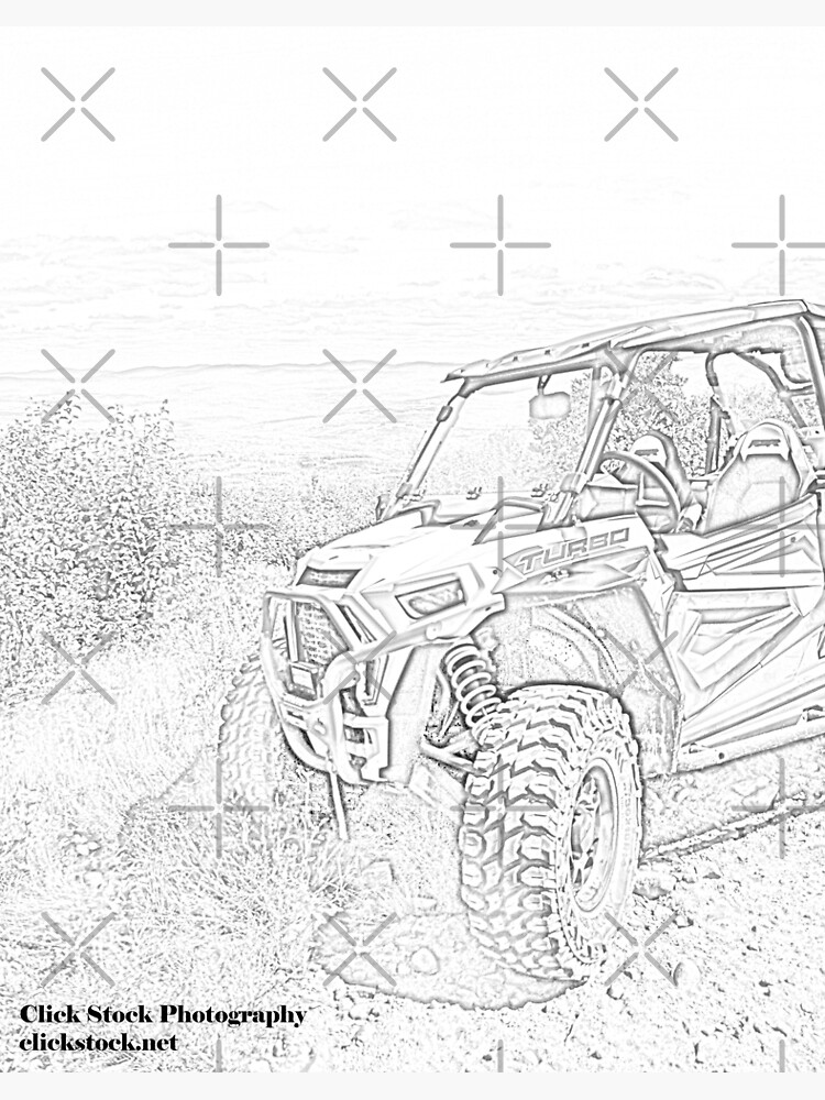 Parked rzr in coloring book style art board print for sale by katherine rose