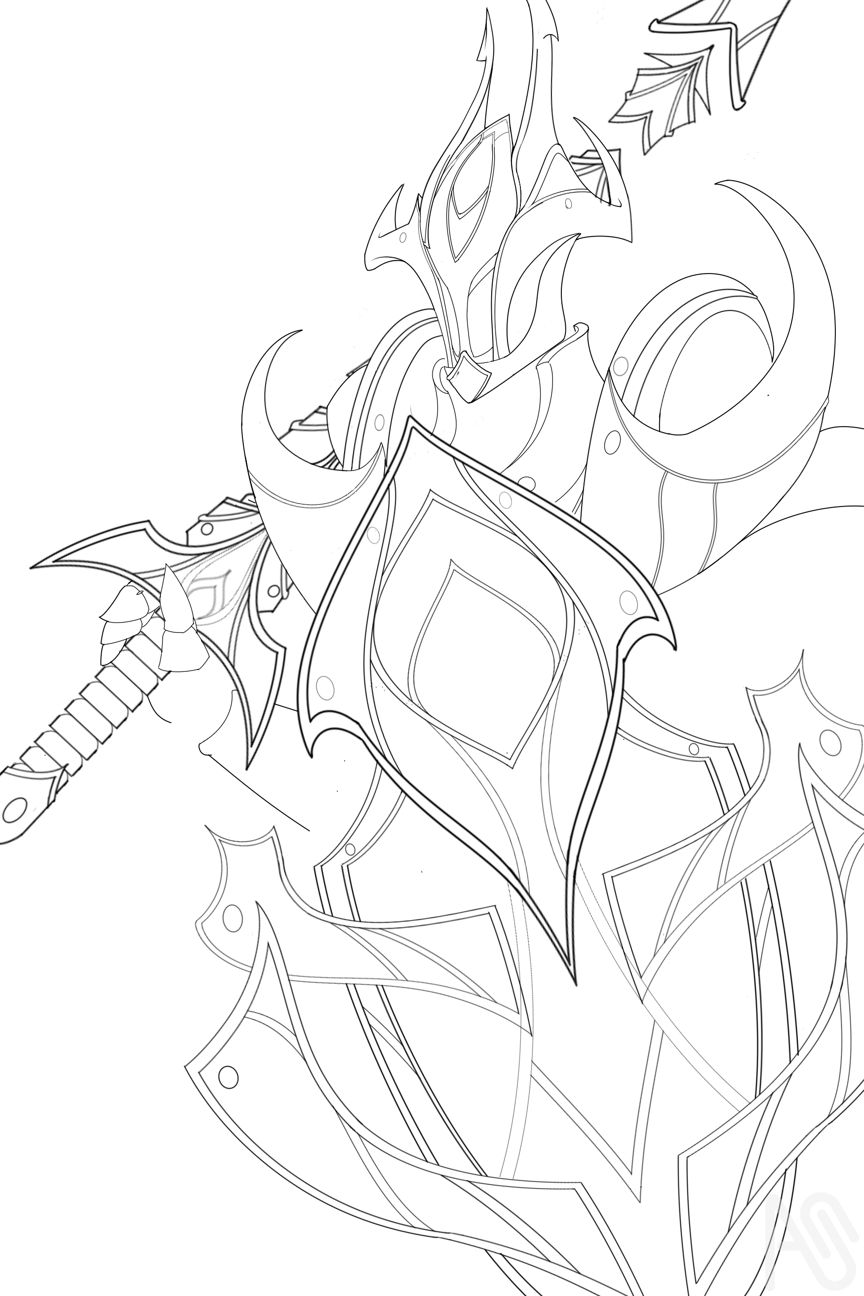 Razor arcana lineart work in progress wip exsixpalanx