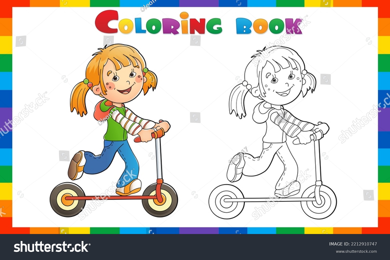 Hakuun coloring page outline cartoon girl on liittyvã vektorikuva rojaltivapaa