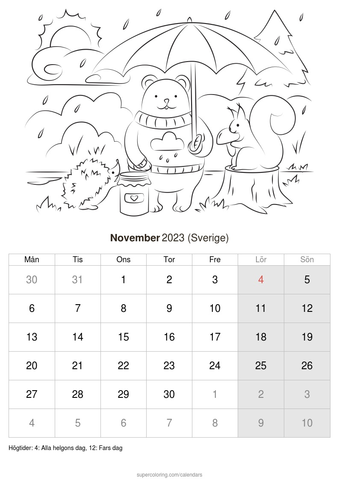 Kalender november sverige