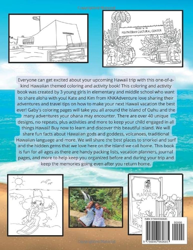 Oahu hawaii coloring and activity book a unique collection of coloring pages for girls and boys themed games learning fun plus travel planner and journal pages knkadventure travel book club kelley kaitlyn