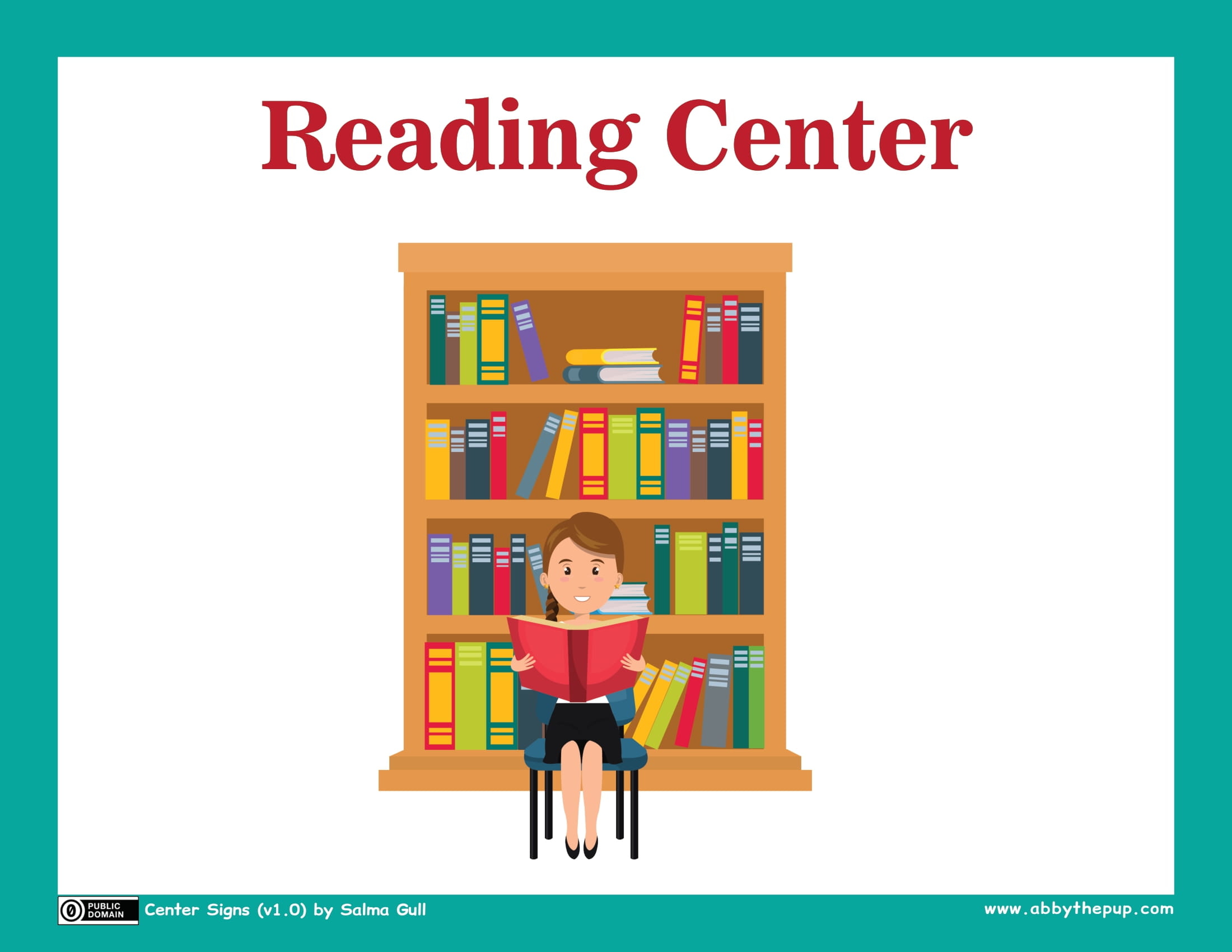 Reading center sign free printable papercraft templates