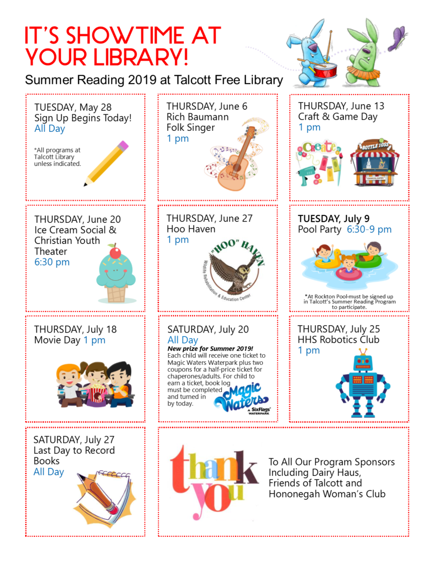 Its showtime at your library summer reading talcott library