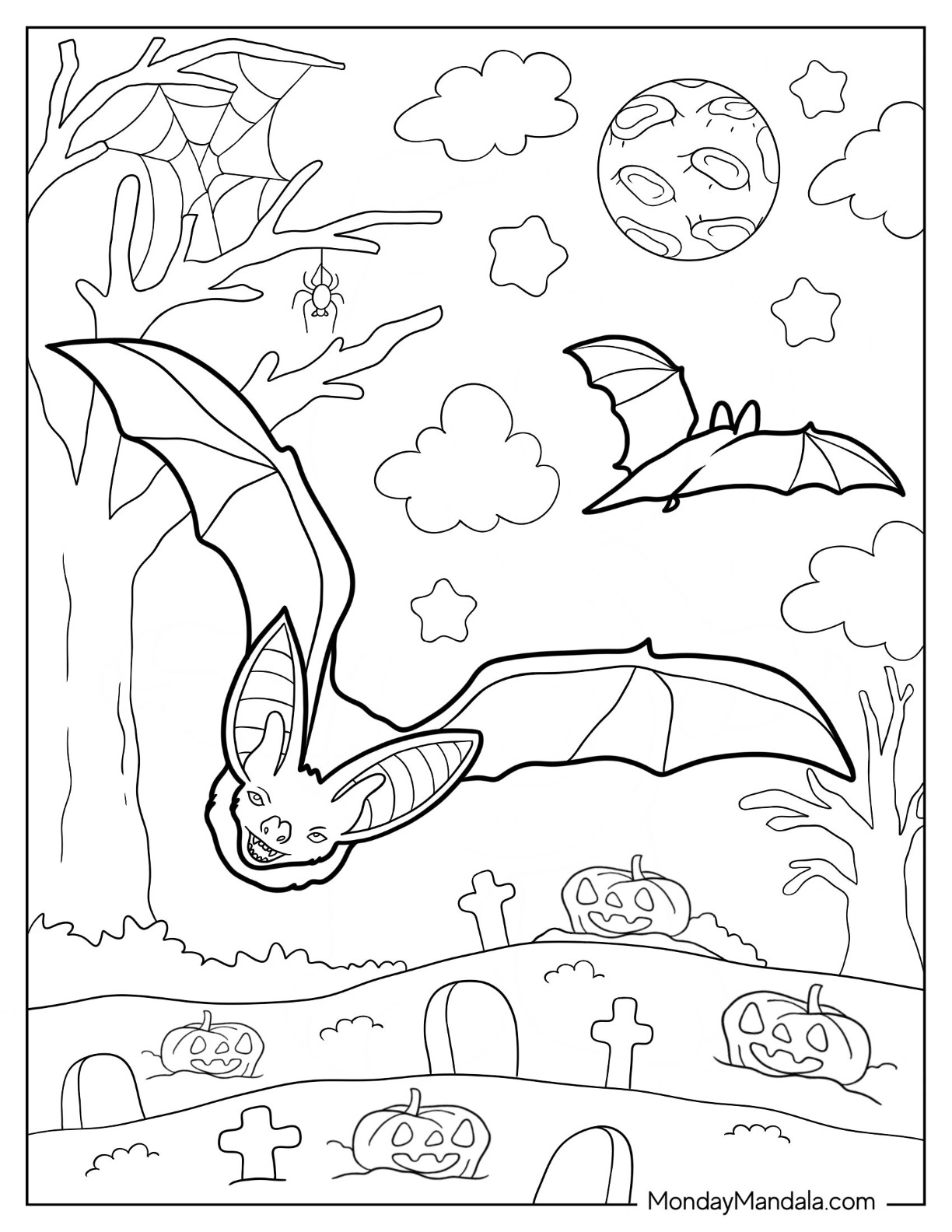 Bat coloring pages free pdf printables