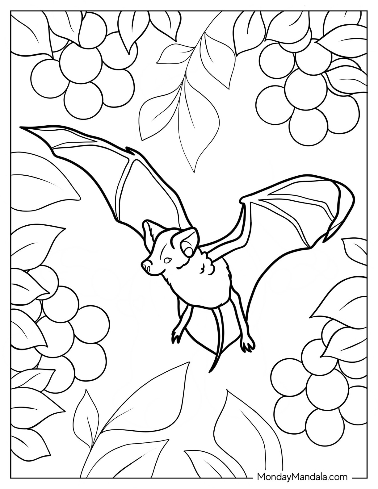 Bat coloring pages free pdf printables