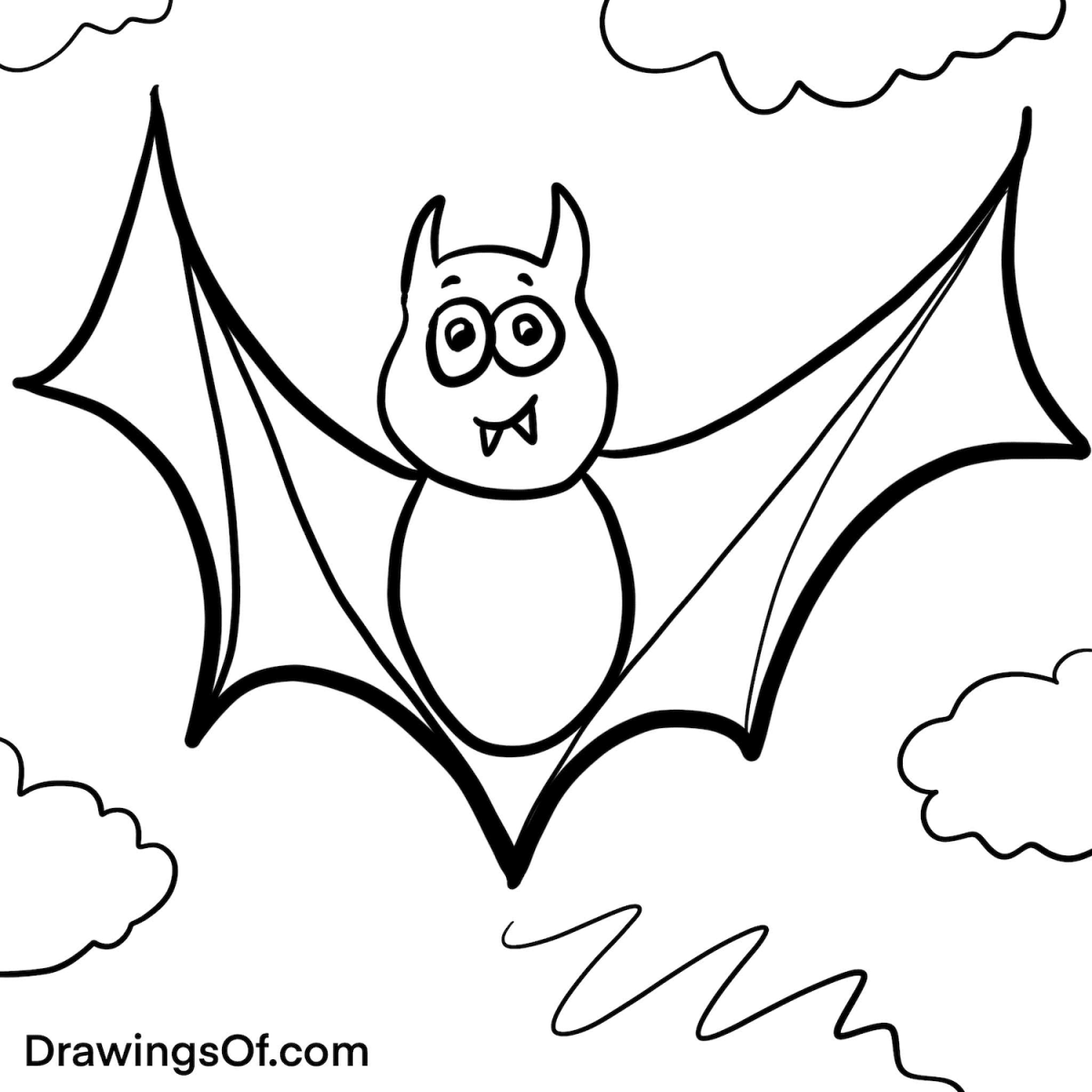 Cute bat drawing easy cartoon instructions