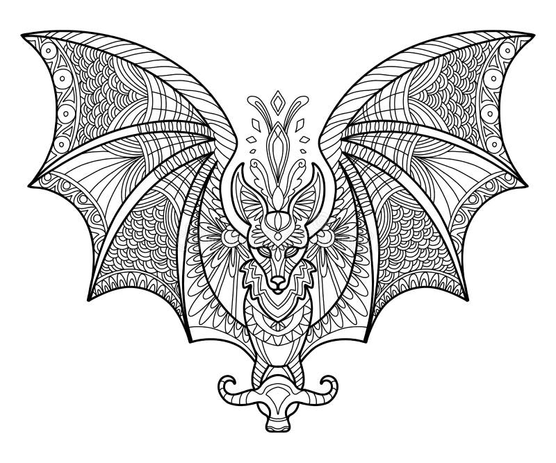 Bat adult antistress coloring page vector illustration stock vector