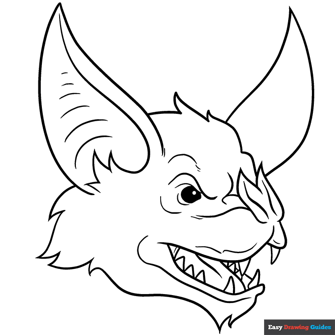 Bat face coloring page easy drawing guides