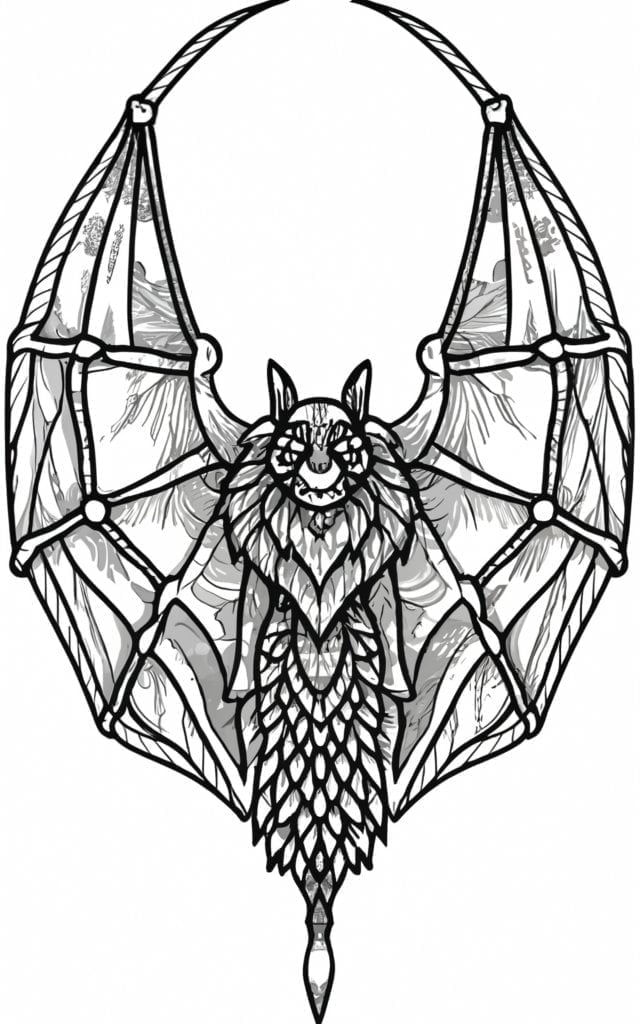 Mandala realistic bat coloring pages