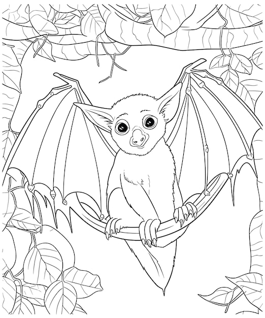 Premium vector bat coloring pages for halloween