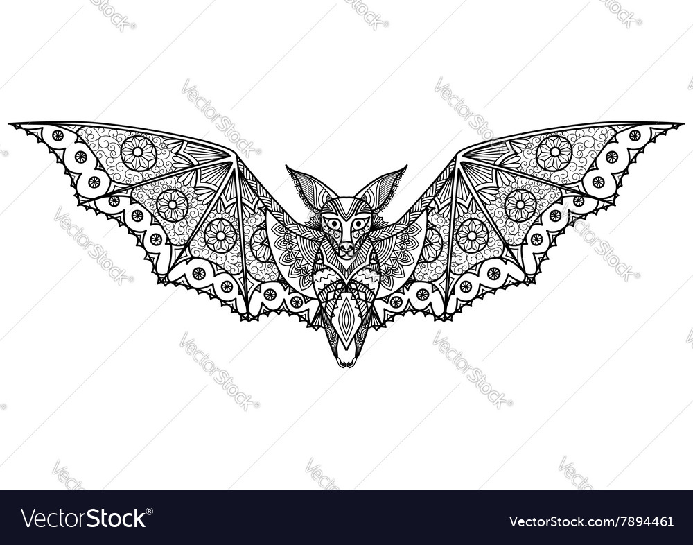 Bat coloring page royalty free vector image
