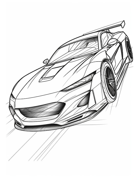 Sports cars coloring pages for kids digital coloring pages great gift for kids gift for sports cars lovers coloring book