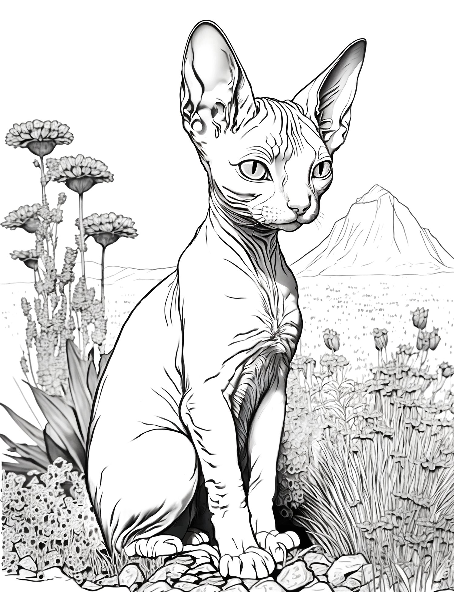 Realistic cat coloring pages