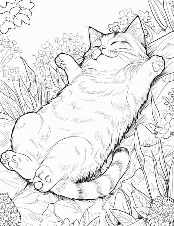 Cute cat coloring pages for kids and adults