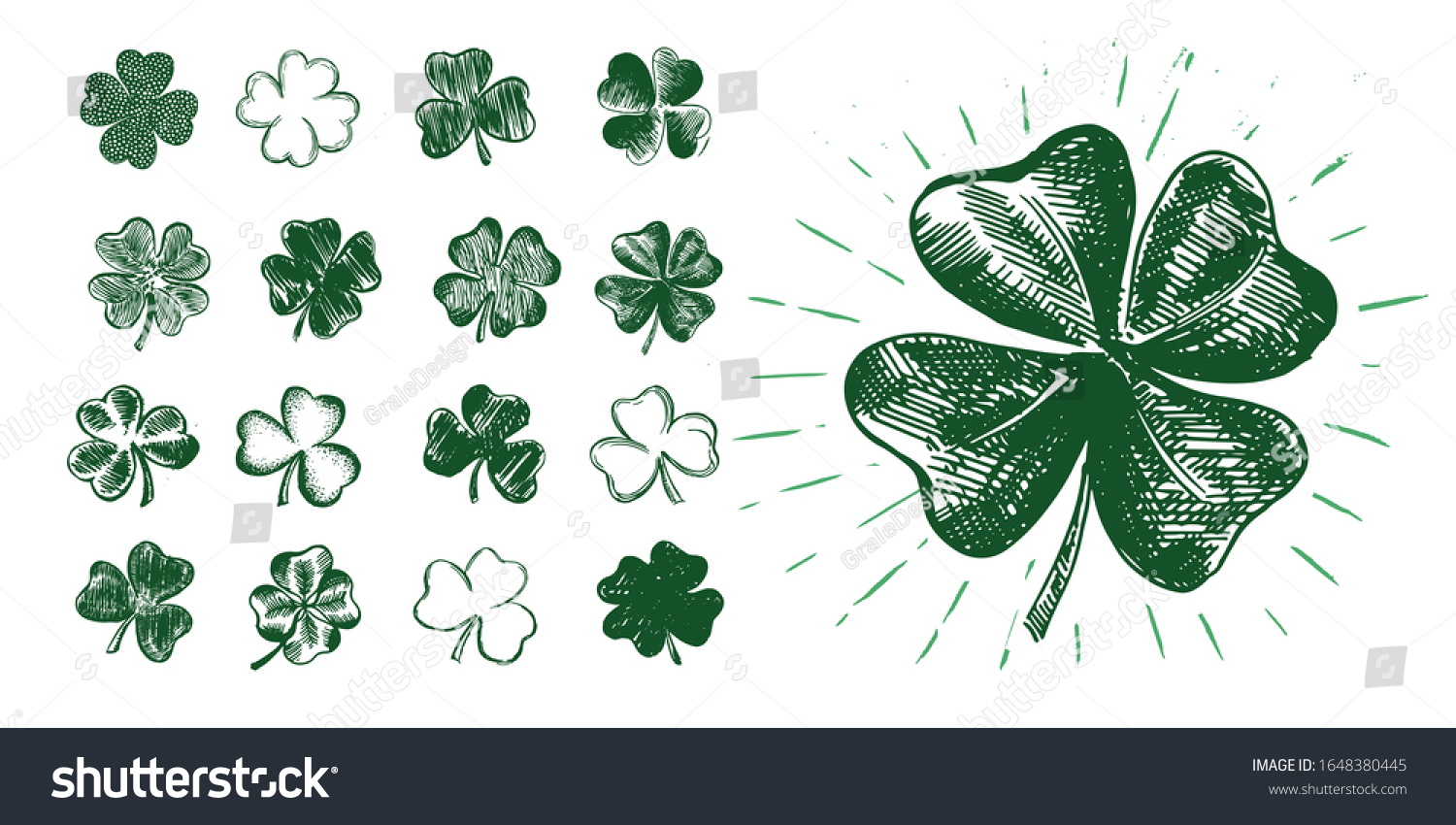 Four leaf clover drawing stock photos