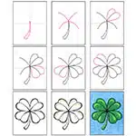 How to draw a four leaf clover tutorial video and coloring page