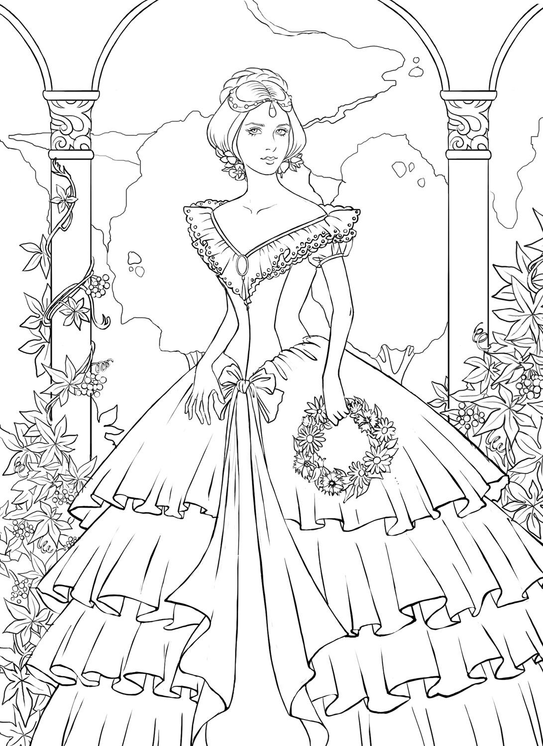 Realistic princess coloring pages