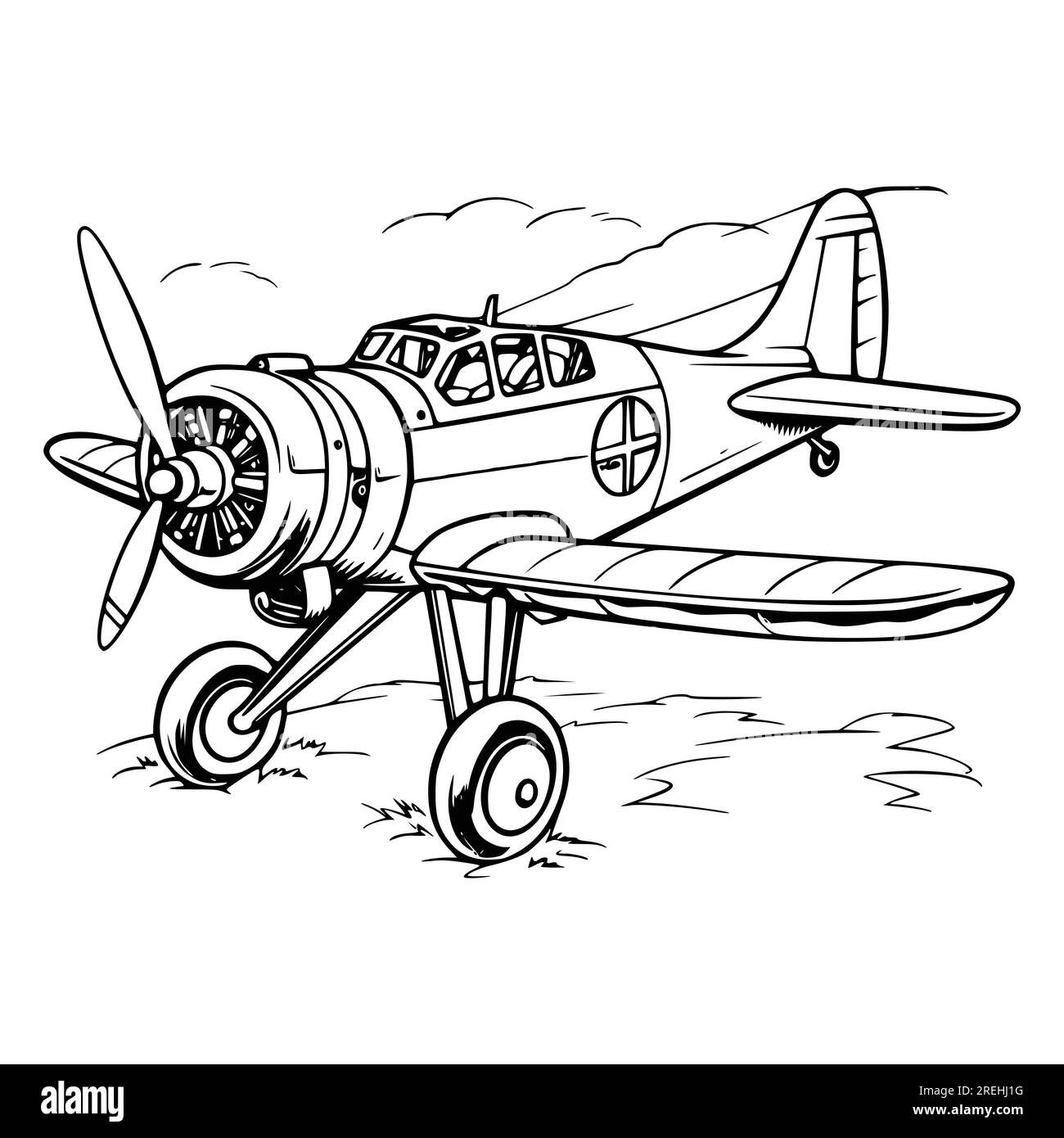 Plane coloring pages drawing for kids stock vector image art
