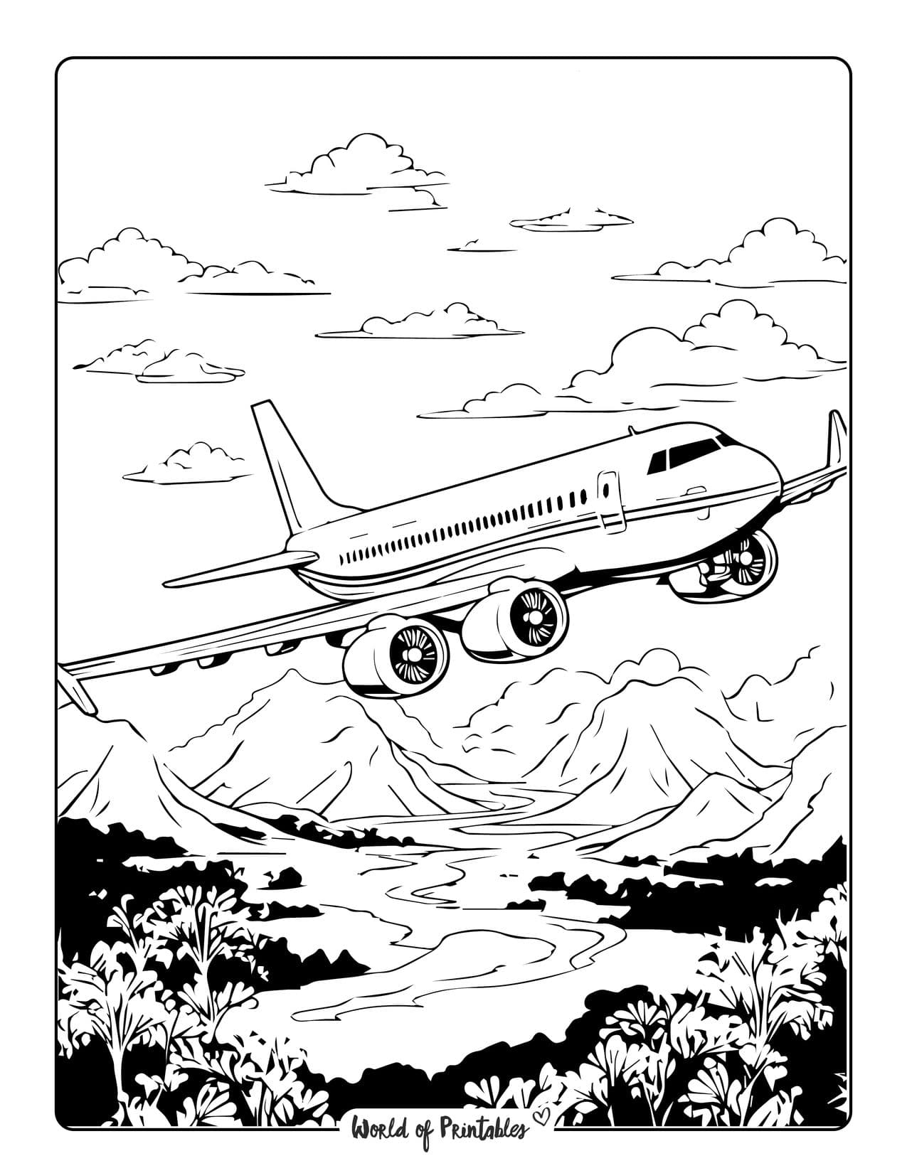 Airplane coloring pages for kids adults