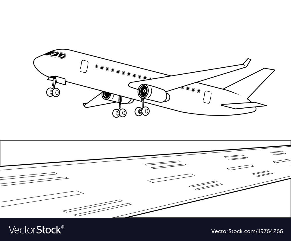 Airplane landing coloring book royalty free vector image