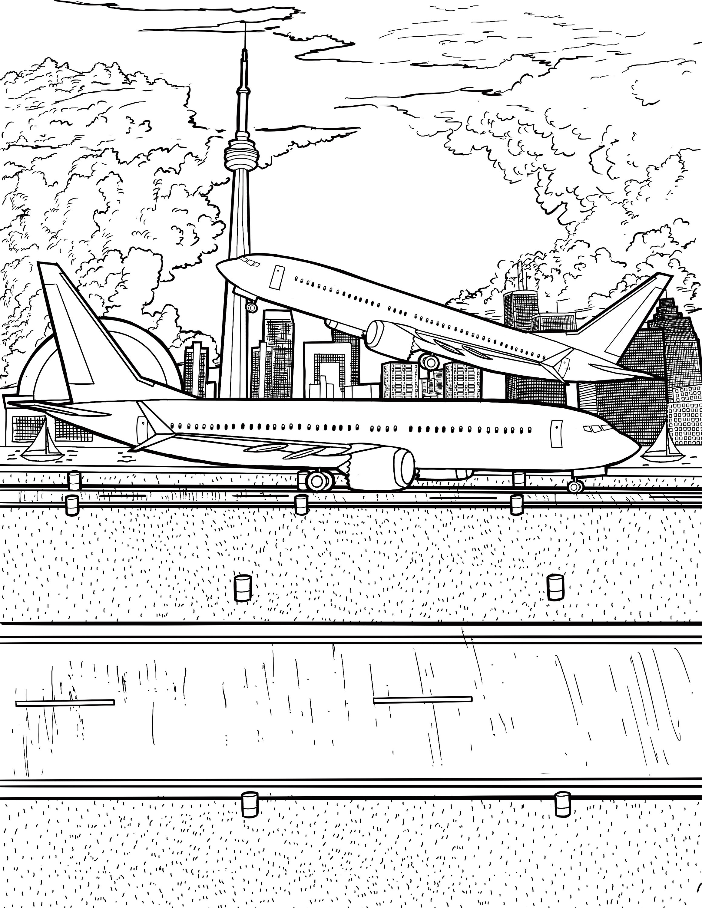 Boeing airplane coloring page digital image