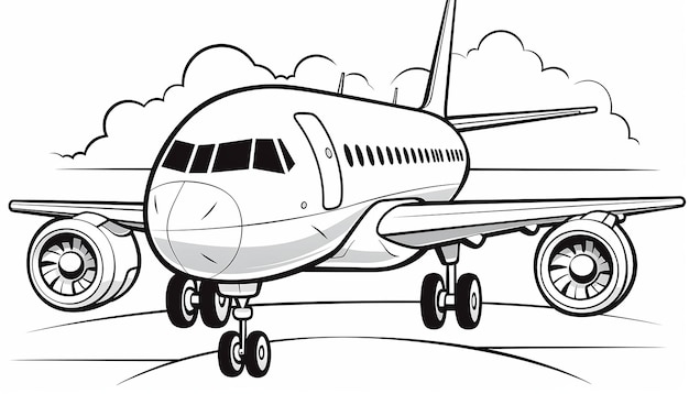 Premium ai image airplane coloring page for kids