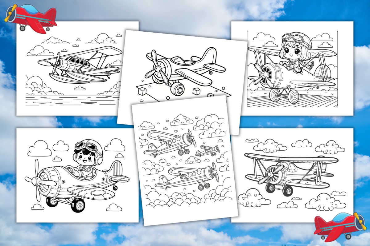 Free airplane coloring pages for kids
