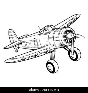 Plane coloring pages drawing for kids stock vector image art