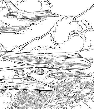 Air force one coloring book color realistic illustrations of this famous airplane dover american history coloring books petruccio steven james books