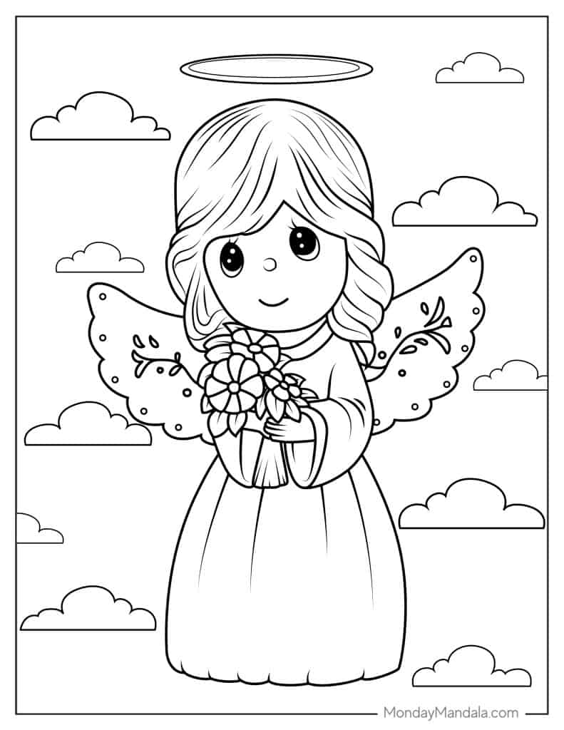 Angel coloring pages free pdf printables