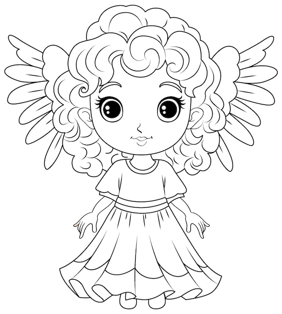 Realistic angel coloring pages vectors illustrations for free download