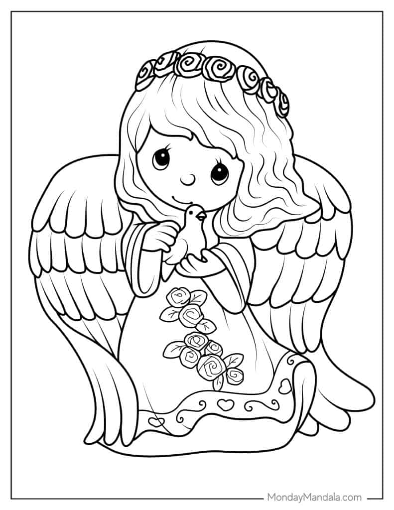 Angel coloring pages free pdf printables