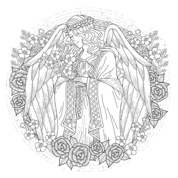 Angel doodle stock clipart royalty