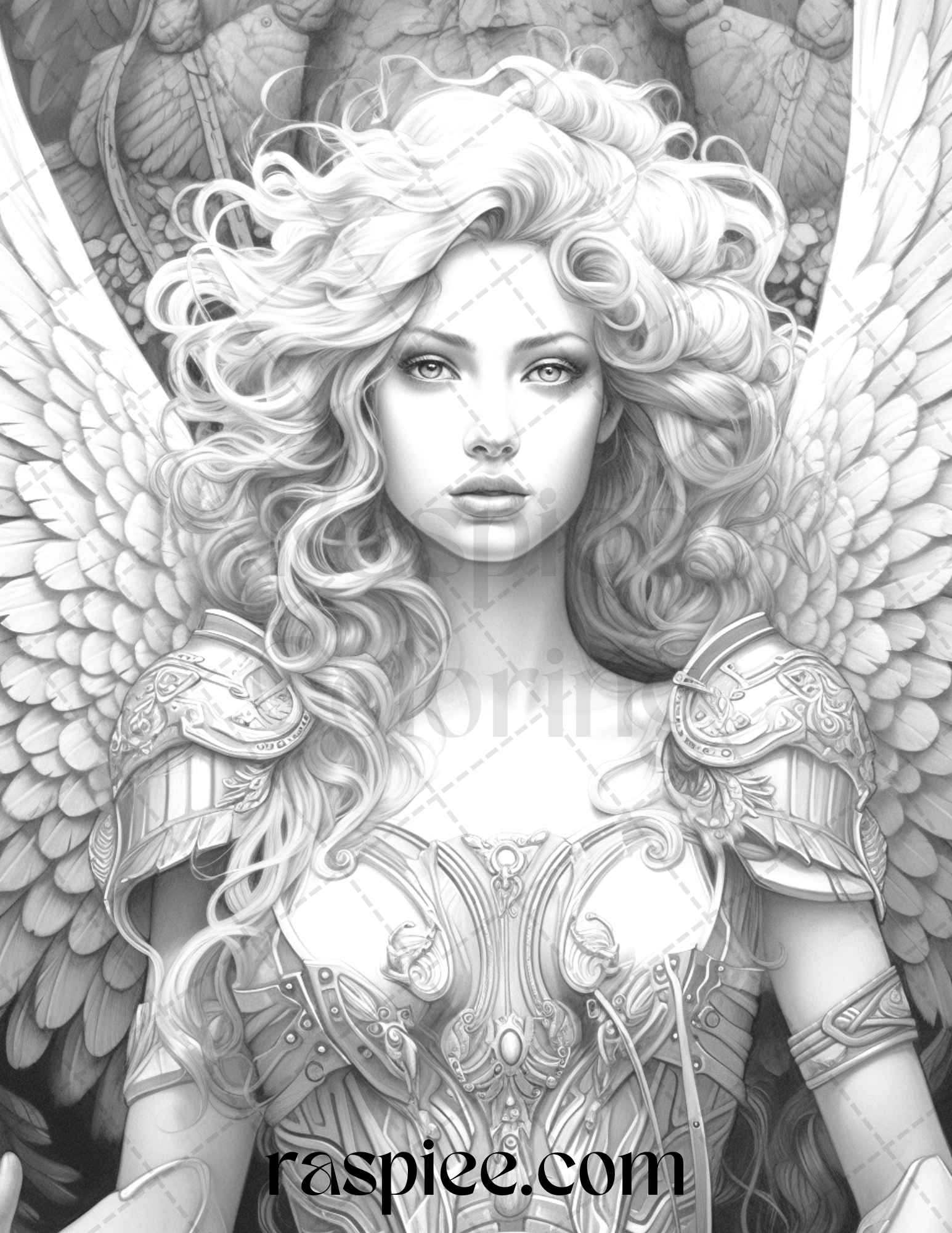 Enchanting angels grayscale coloring pages printable for adults pd â coloring